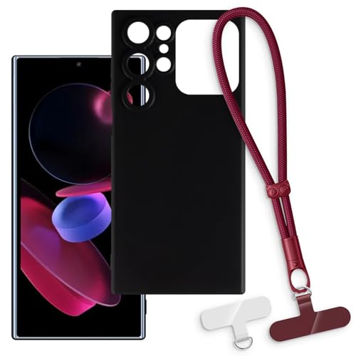 OAGELIM 2-in-1�ی�P�[�X�ƃ��X�g�X�g���b�v Oukitel C62 Pro �Ƃ̌݊������� ���O���\�ȃ��j���[�h�t���d�b�J�o�[�A����~�ߕ����h�~�O���b�v�n���h�� (�u���b�N + ���b�h)