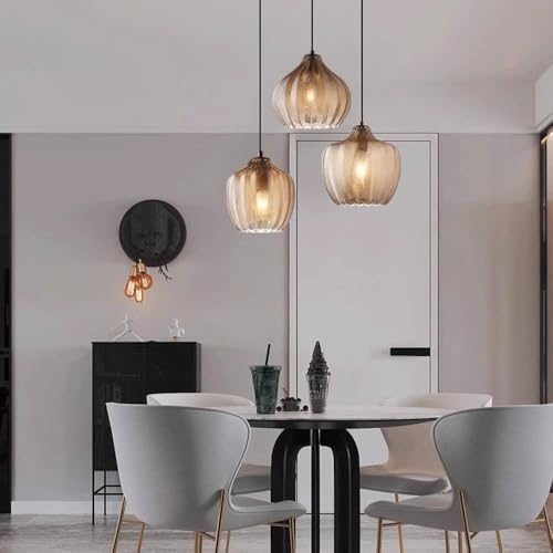 Glass Lampshade Pendant Light with E26/E27 Iron Art Base Lamp Single Heads Living Room Hanging [2]