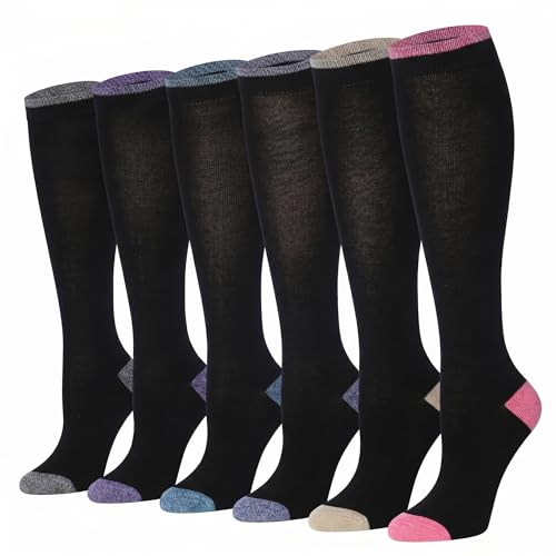 Image of Tipi Toe Women's Knee High Socks 6 Pack - Colorful Funky Patterned Long Socks, Soft & Comfortable Everyday Wear
