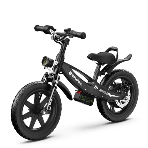 isinwheel Electric Balance Bike for Kids Ages 3-6,250W Peak Power,14 Inch Inflatable Tire Electric Balance Bike,Swappable Battery,Adjustable Seat Electric Motorcycle for Boys & Girls(Black)