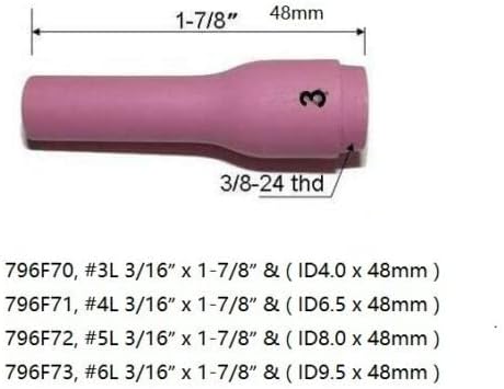 Miniatura 4 de RIVERWELD TIG Cuerpo de pinza de lente de gas 45V 13N boquillas de alúmina tazas de cerámica 13N 53N 796F TIG Tapa trasera 41V 598882 Serie de
