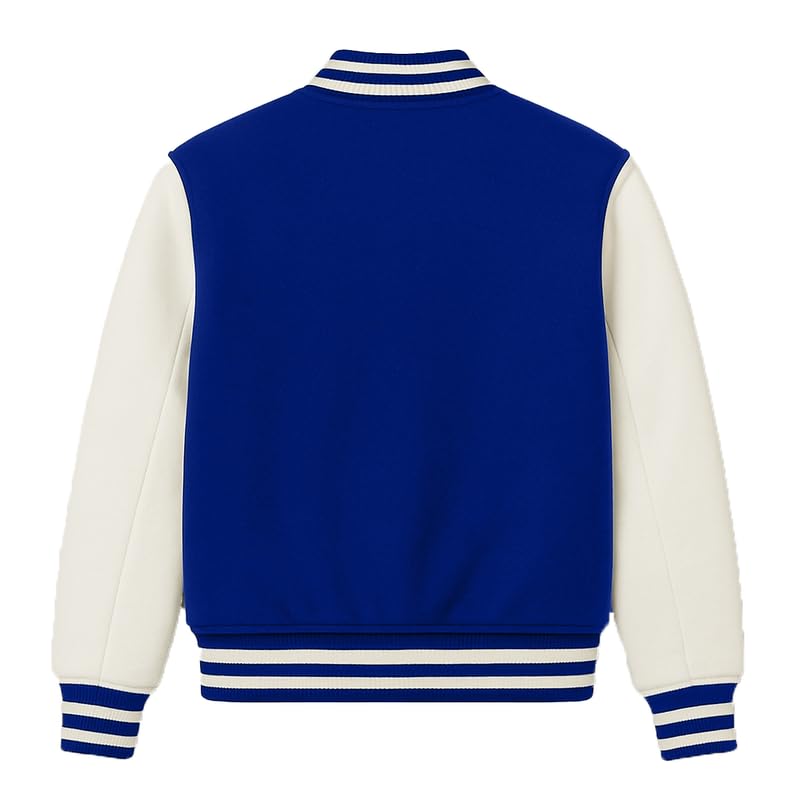 Image of Koverify Cotton Blend Standard Length Long Sleeves Winter Wear Solid Varsity Jacket For Men