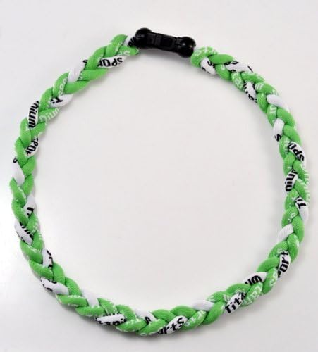 Baseball Titanium Necklace Green/White 20 Inches