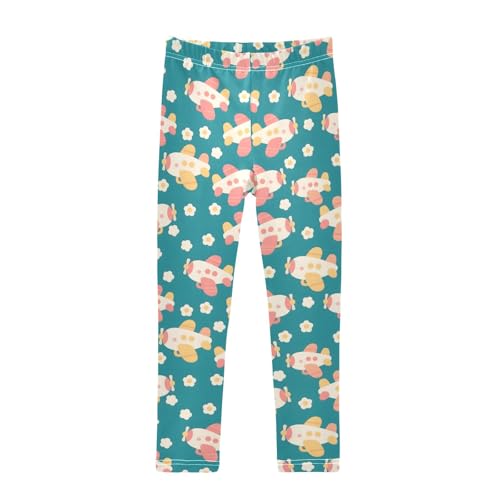 Airplane Flower A Girls Leggings Athletic Pants Tights Stretch Bottom