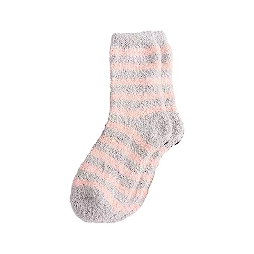 yuwqqoajv Calcetines suaves y cómodos de terciopelo coralino para diario: mantiene el calor y el estilo con rayas de aislamiento de poliéster, tipo+2, Talla única