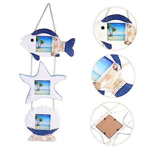Dechous 1 Set Mediterranean Photo Frame Woodsy Decor Ocean Decor Photo Ornament Seaside Picture Frames Sculptural Photo Holder Rustic Farmhouse Picture Frames Hanging Picture Frame Plaque #TOP5