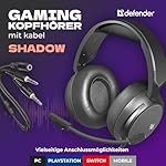 Shadow Gaming Headset – 3,5 mm Klinke, Over-Ear, 50 mm Treiber, Flexibles Mikrofon, Lautstärkeregler, Metall-Kopfbügel, PC Headset mit Mikrofon, Kompatibel mit PS5, Xbox, Switch & PC – Bild 2