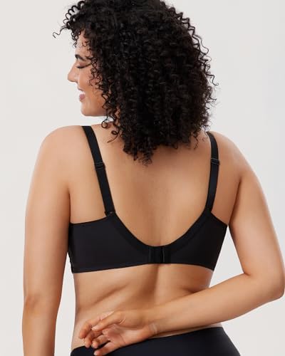 DELIMIRA Women's Plus Size Bras Full Coverage Lace Underwire Unlined Bra Black 38DD - 3