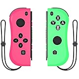 Joy Con Controller Replacement Campatiable for Nintendo Switch - Left and Right Neon Joycon Pad with Wrist Strap, Alternatives for Nintendo Switch Controllers, Wired/Wireless L/R Switch Remotes
