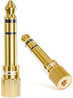 VCE Headphone Jack Adapter 6.35mm Male 1/4 inch to 3.5mm Female 1/8 inch Aux Plug Converter Audio Stereo Adaptor Gold Plated for Keyboard Digital Piano Amplifier Earphone 2 Pack