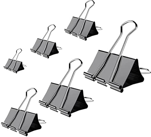 Binder Clips Paper Clamps Assorted Sizes - Viemior 120 Count (6 Sizes in One Box) Binder Clips X Large, Large, Medium, Small, Mini and Micro, Binder Clips Assorted Sizes for Office and School Supplies