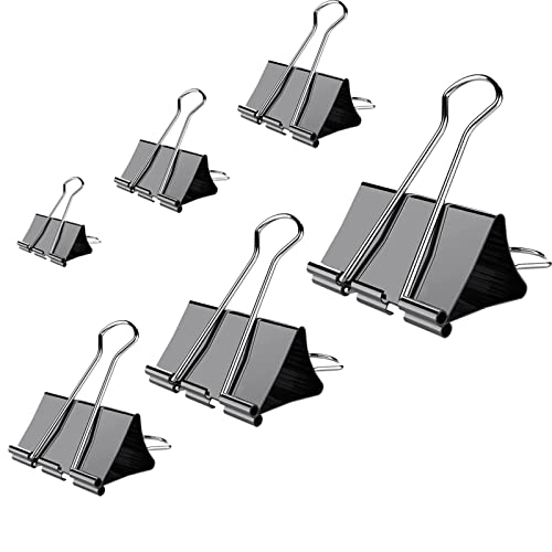 Binder Clips Paper Clamps Assorted Sizes - Viemior 120 Count (6 Sizes In One Box) Binder Clips X Large, Large, Medium, Small, Mini And Micro, Binder Clips Assorted Sizes For Office And School Supplies #TOP1
