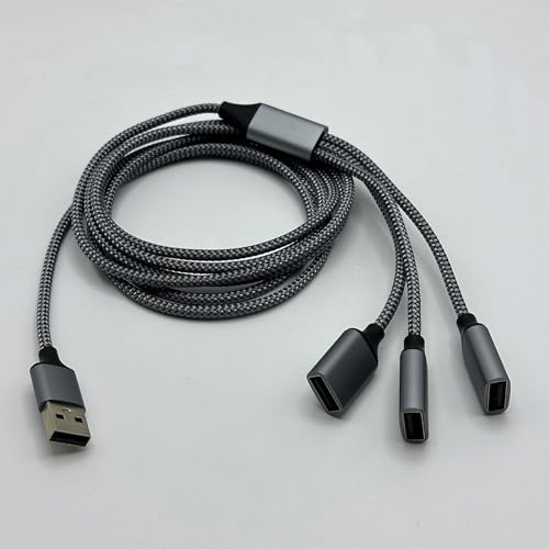Splitter USB 1 a 3, tipo A maschio a 3 prese tipo A, 2 m, cavo Y, interfaccia USB 2.0, prolunga, per trasferimento dati e ricarica, compatibile con televisore, stampante portatile PC, mouse tastiera