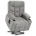 Mcombo Electric Power Lift Recliner Chair Sofa for Elderly, 3 Positions, 2 Side Pockets and Cup Holders, USB Ports, Fabric 7286 (Light Grey)