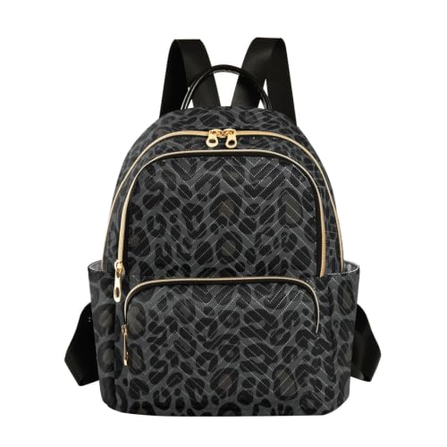 Image of ALAZA Black Gray Leopard Print Easter Women Backpack Purse Ladies Fashion Shoulder Bag Daypack Travel Bag 10L