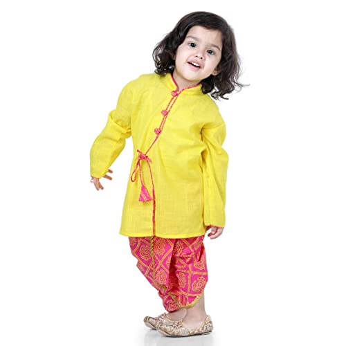 Image of BownBee Ethnic Wear Cotton Kurta Dhoti Traditional Dress Set for Baby Boys, Front Open with Dori Pattern, Full Sleeves, and Round neck, Ideal for All Festivals