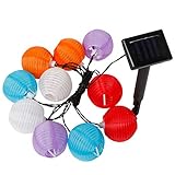 Grand patio 14 FT Solar Powered Lantern String Lights, Weather-Resistant Outdoor String Lights, 10 PCS Multi Color Fairy Lights for Patio and Party