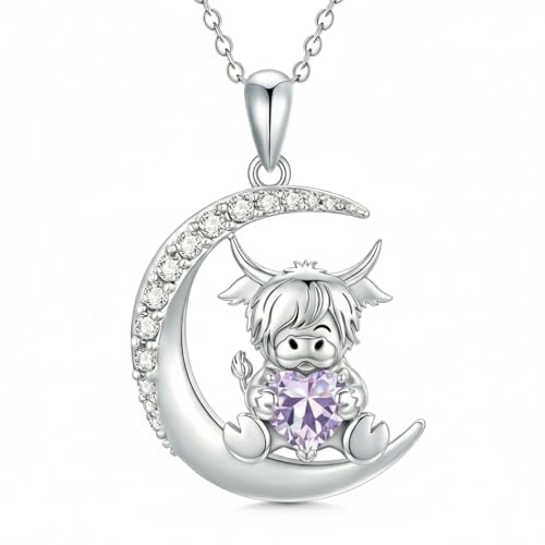 Image of PROESS Animal Birthstone Necklace 925 Sterling Silver Otter /Axolotl /Hippo /Elephant /Dachshund /Monkey /Red Panda Pendant Necklace Animal Birthstone Jewelry Gifts for Women