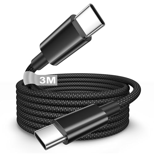 Poutek Cavo USB Type-C 3 Metri, 100W Cavo USB C a USB C Cavo Type C to Type C 3M Lungo Cavo Ricarica USB C Cavetto per iPhone 17/16/16 Pro Max/15/15 Pro Max/15 Plus, Macbook, iPad
