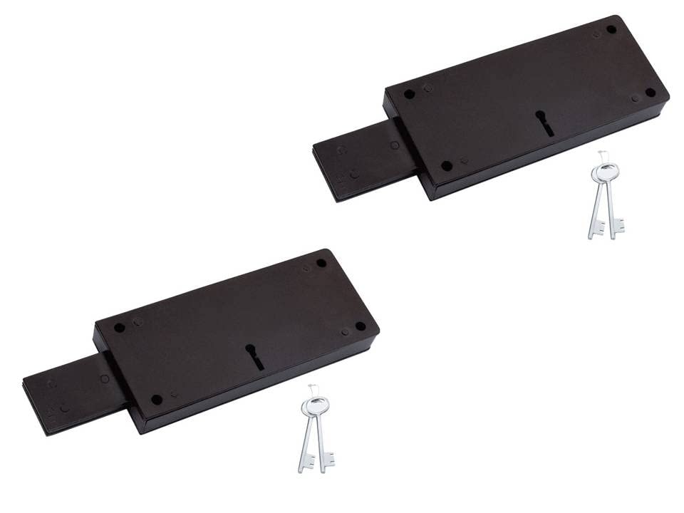 DukeShutter Lock Sleek | Pack of 2 Pieces | Rolling Shutter Lock | 3 Turn Shutter Locks | Locks for Shutter & Main gate Color Black Steel
