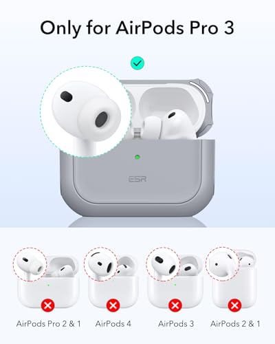 Image of ESR for AirPods Pro 3 Case, Compatible with AirPods Pro Case 3rd Generation (2025), Compatible with MagSafe, Full Drop Protection Cover with Lanyard, Gray