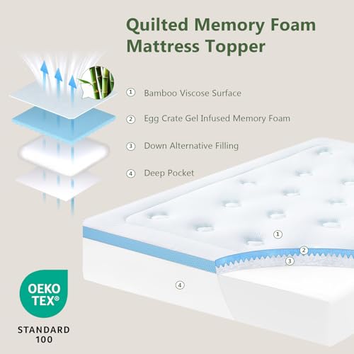 Image of Hansleep King Mattress Topper Memory Foam,King Size Pillow Top Mattress Pad