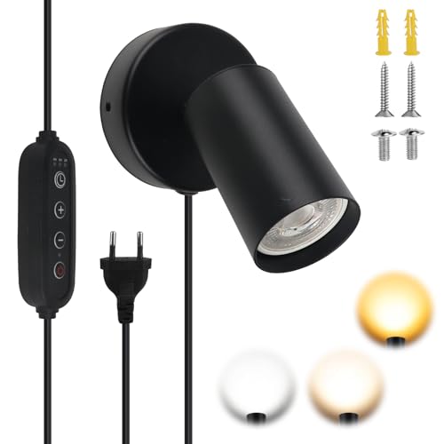 KQWVZ Aplique Pared Con Enchufe, 350° Foco Giratorio Y Ajustable, Lampara De Con Cable De Enchufe E Interruptor, Lámpara De Pared Interior Moderna Para Dormitorio Y Pasillo, Sin Bombilla