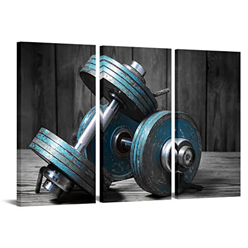 Yeilnm Fitness Wall Art Gym Canvas Print Decor Modular Dumbbells Picture Print Body Building Weight Lifting Training Poster Painting Boys Men Bedroom Artwork Sportsman Gifts Decoration Framed Ready To Hang #TOP11
