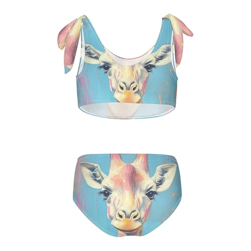 Pastel Color Giraffe Blue Girls Bikini Sets 2 Piece Swimsuits Bathing Suit Swimwear2