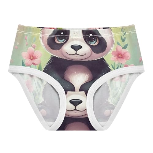 Cute Panda Pink Flowers Green Girl Panties Cute Toddler Underwear Floral Cotton Personalized Briefs Underpants 2t