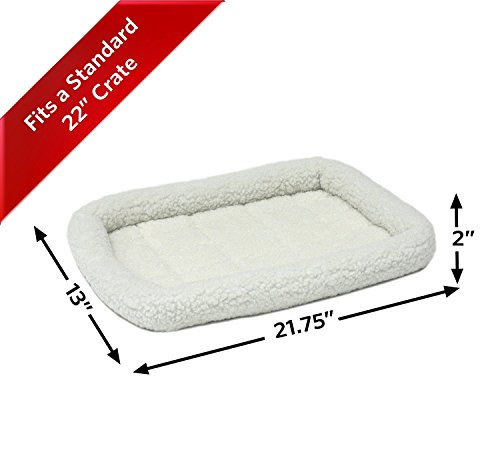 22L-Inch White Fleece Dog Bed or Cat Bed w/Comfortable Bolster | Ideal for XS Dog Breeds & Fits a 22-Inch Dog Crate | Easy Maintenance Machine Wash & Dry | 1-Year Warranty , 56L x 33W x 5H cm - Image 3