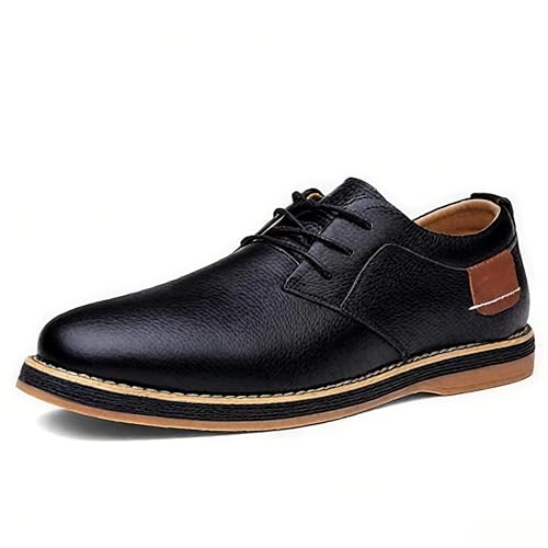 Men Casual Driving Loafers Lace-up Classic Oxford Leather Shoes for Male Business Work Office Dress Outdoor Sneakers