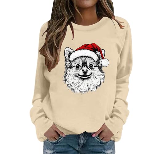 Christmas Sweatshirts for Women Cute Dog Graphic Crewneck Xmas Pullover - image 1