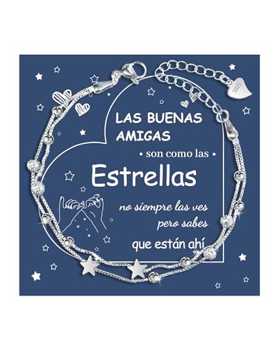 CheersLife Regalo Amiga Cumpleaños Regalos Amigas Originales Pulsera Amistad Regalos Originales para Mujer Pulsera Plata Mujer Regalo Navidad Cumpleaños para Amigas