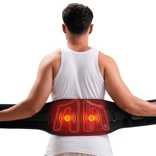 HOMVIMI Cordless Red Light Therapy Belt for Back Waist, Infrared Light Pad for Body Pain Relief, LED 660nm & 850nm Vibrating Massager with 3 Vibration, Back Brace Gifts for Christmas Women Men Mom Dad