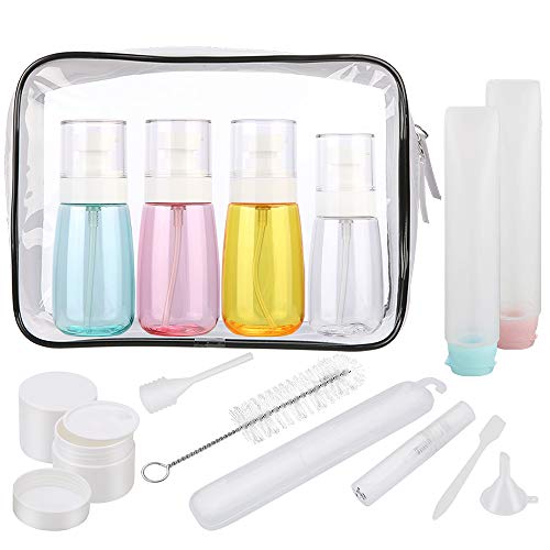 Trousse trasparente con coperchio flacone da viaggio|set di flaconi da viaggio vuoti|contenitore per flaconi da viaggio|adatto per shampoo, detergente, cosmetici, lozione, crema per gli occhi, ecc.