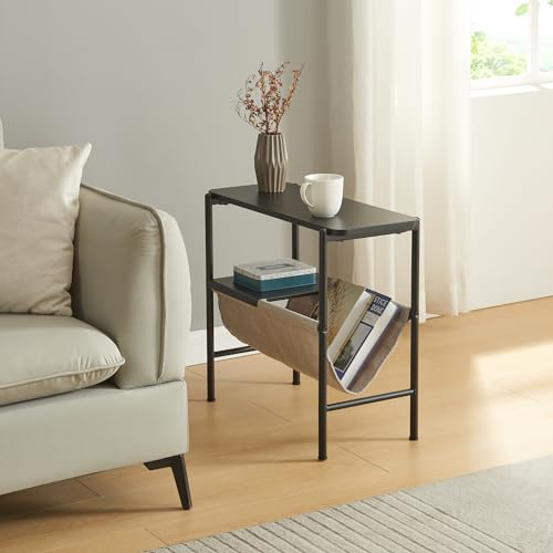 [en.casa] Table d'Appoint avec Porte-Revues Table Basse avec Étagère et Range-Journaux Bout de Canapé Support Plantes Panneau de Particules Acier Polyester...