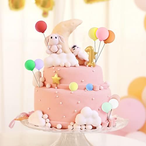 Balloon Cake Topper, 30pcs Mini Balloons Ball Cake Toppers Colorful Round Shape Cupcake Picks Topper Birthday Cake Insert Toppers for Wedding Baby Shower Party Cake Decoration Supplies