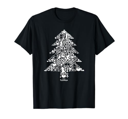Image of Marvel Hawkeye Christmas Tree Collage T-Shirt