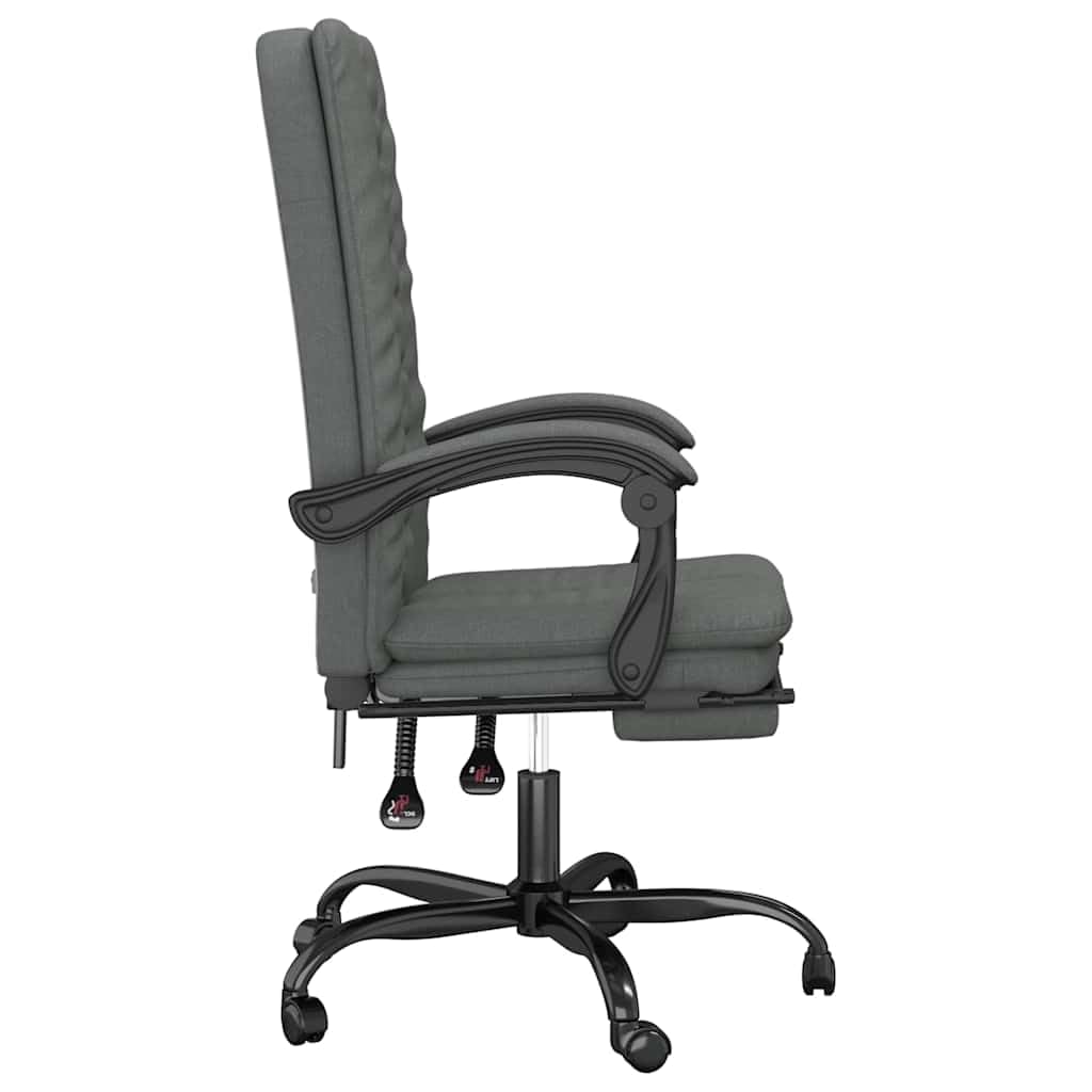 Fauteuil de Bureau Inclinable Tissu Gris Foncé avec Repose-Pied