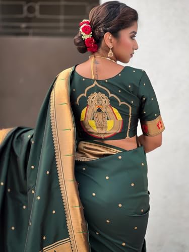 Image of SWORNOF Womens Kanjivaram Silk Saree with Zari Woven Saree With Blouse Piece