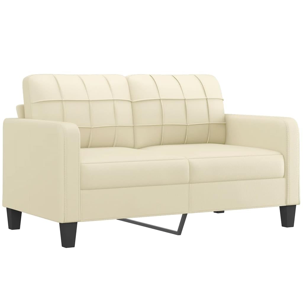 Homgoday Cremefarbenes Kunstleder-Sofa Set mit 2 Sitzen - Wohnzimmergarnitur - 138x77x80 cm Model3201359