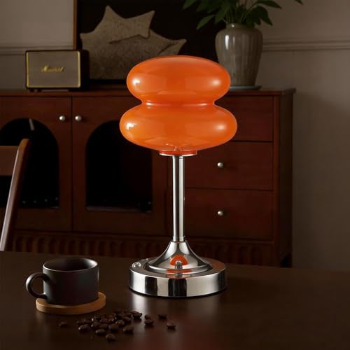 Zoeger Cordless Mushroom Lamp Table Lamp for Bedroom Battery Operate Mini Modern Mid Century Lamps Unique Aesthetic Home Living Room Decor