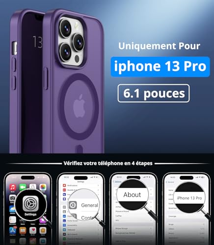 Coque antichoc iPhone 13 Pro MagSafe violette résolvant le risque de casse écran