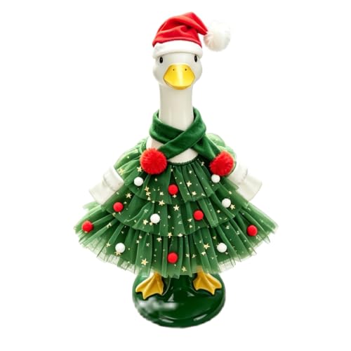 Gliswaieuznd Christmas Tree Porch Goose Outfit with Goose Xmas Tree Costume (Green 23inch)