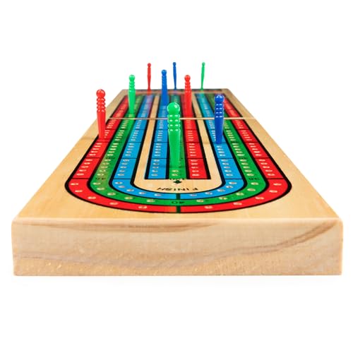 Cribbage sólido de madera con tablero plegable y cartas miniatura 6