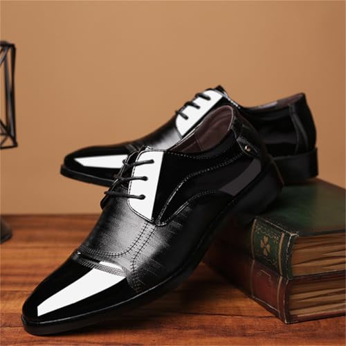Men's Patent Leather Dress Shoes Lace-up Formal Oxfords Business Tuxedo Suit Shoes Black3