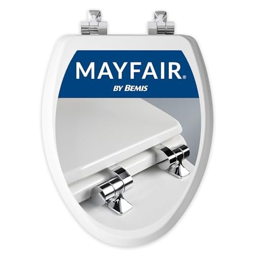 MAYFAIR 126CHSL 000 Benton Toilet Seat with Chrome Hinges will Slow Close and Never Come Loose, ELONGATED, Durable Enameled Wood, White