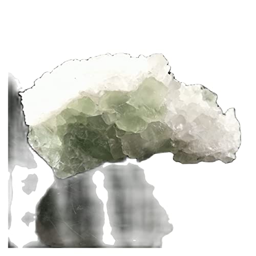 Fluorite Verte Naturelle brute de collection, intercroissance Calcite Blanche - 7