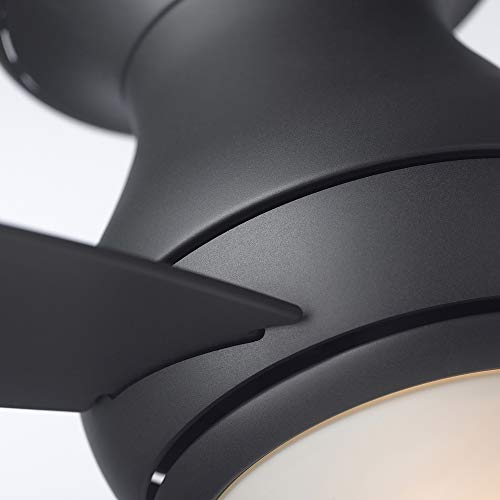 Luminance Cf152Lgrt Kathy Ireland Home Curva Sky Led Outdoor Ceiling Fan With Light Kit, 52 Inch | Modern Flush Mount Fixture With Weather Resistant Blades | Dimmable With Remote Control, Graphite #TOP3